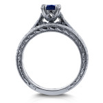 Vintage White Gold Bridal Set with Half-Carat Sapphire and Diamond Accents by Yaffie