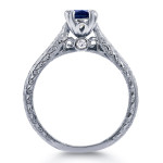 Vintage Bridal Set with Round Sapphire and Diamond Accents in Yaffie White Gold, featuring 1/2ct Total Gem Weight.