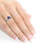 Vintage Engagement Ring with Round Sapphire and Diamond, 1/2ct TGW in Yaffie White Gold