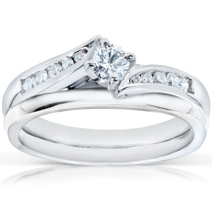 Sparkling Yaffie Bridal Rings Set with 1/3ct TDW White Gold Diamonds