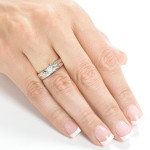 White Gold Bridal Rings Set Adorned with 1/3ct TDW Diamonds by Yaffie