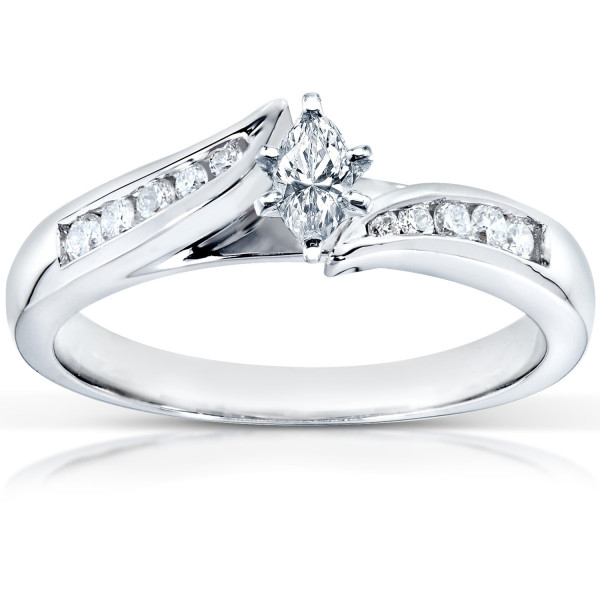 Marquise Diamond Engagement Ring in Yaffie White Gold with 1/3ct TDW