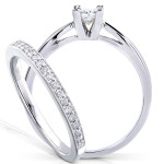 Royal Radiance: Yaffie Princess Cut Diamond Bridal Set with Pave Band in White Gold