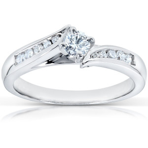 Round Diamond White Gold Engagement Ring with 1/3ct TDW by Yaffie