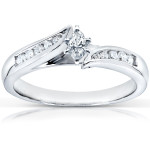 White Gold Marquise Diamond Engagement Ring by Yaffie - 1/4ct TDW