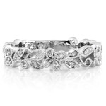 Blooming Brilliance: Yaffie White Gold Floral Diamond Band with 1/5ct TDW