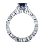 Double Eternity Band Set with Blue Sapphire and Diamond Accents, in Yaffie White Gold