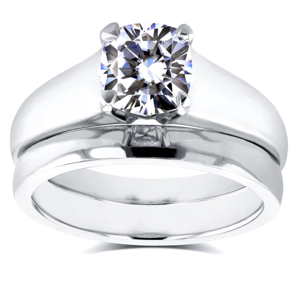 Yaffie Whimsical White Gold Bridal Set with a Beautiful 1ct Cushion Diamond Solitaire