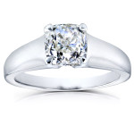 Shimmering Yaffie White Gold Engagement Ring with a Brilliant 1ct Cushion Diamond