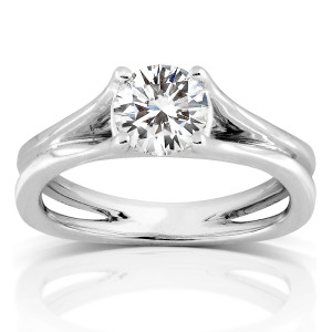 Radiant Yaffie 1ct White Gold Diamond Engagement Ring with Flared Band