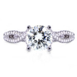 Yaffie 1ct Round Moissanite & 1/3ct TDW Diamond Ring - A Classic Beauty in White Gold!