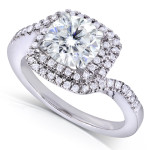 Unleashing the Sparkle: Yaffie White Gold Ring with 1ct Round Moissanite and a hint of 1/5ct Diamond elegance