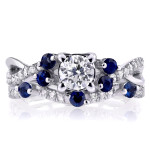 White Gold Bridal Set with 1ct TCW Blue Sapphire and Diamond from Yaffie.