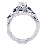Breathtaking Blue Sapphire and Diamond Bridal Set, in Yaffie White Gold, 1 ct TCW