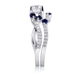 Yaffie Bridal Delight: White Gold 1ct TCW Diamond & Blue Sapphire Set
