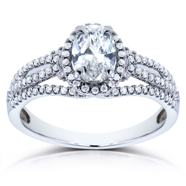 Certified Oval Diamond Ring with 1ct TDW in Yaffie White Gold