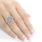 Starry Bridal Rings Set with 1ct TDW Diamonds in White Gold by Yaffie, 3-Piece