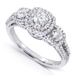 3-Stone Yaffie Diamond Engagement Ring with 1ct TDW of White Gold