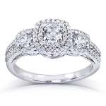 3-Stone Yaffie Diamond Engagement Ring with 1ct TDW of White Gold