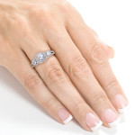 Elegant 3-Stone Engagement Ring with 1ct TDW Diamond in Yaffie White Gold