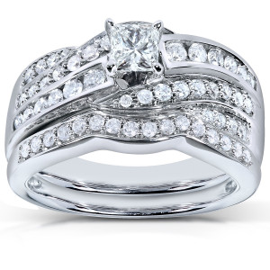 1 Carat TDW Diamond Bridal Ring Set in Yaffie White Gold