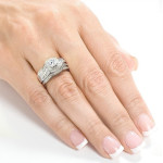 Sparkling Yaffie Bridal Ring Set with 1ct TDW Diamonds in White Gold