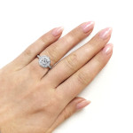 Dazzling Yaffie 1ct TDW Diamond Double Halo Ring in White Gold Dome
