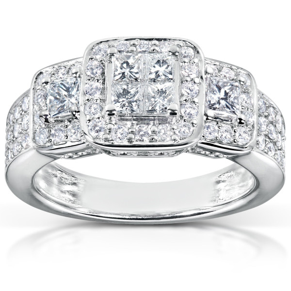 White Gold Yaffie Engagement Ring with 1ct TDW Diamonds