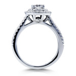 Vintage Style Floral White Gold Diamond Engagement Ring with 1ct Total Diamond Weight by Yaffie
