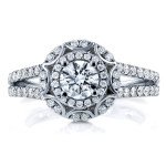 Vintage Style 1ct Diamond Floral Engagement Ring in White Gold by Yaffie
