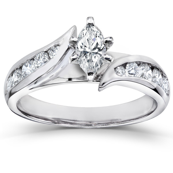 Marquise Diamond Engagement Ring - Enchantingly Beautiful White Gold, 1ct TDW