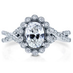 Antique Oval Diamond Engagement Ring with 1ct TDW in Yaffie White Gold