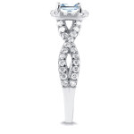 Yaffie Princess Diamond Halo Crossover Engagement Ring with White Gold 1ct TDW