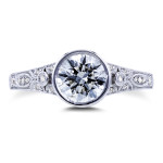 Vintage Yaffie White Gold Diamond Engagement Ring with Bezel Set 1ct TDW