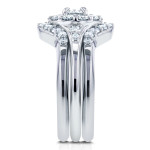 Elegant Yaffie Bridal Trio with Sparkling White Gold and 1ct TDW Round Diamond Halo