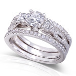 Bridal Bliss: Yaffie 1ct TDW White Gold Trio of Round-cut Diamond Delight