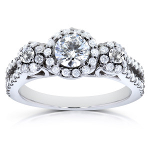 Triple Halo Diamond Engagement Ring with 1ct TDW in Yaffie White Gold