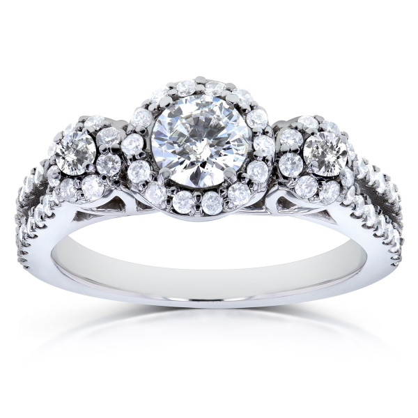 White Gold 1ct TDW Triple Halo Diamond Engagement Ring - Custom Made By Yaffie™