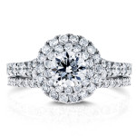 Double Halo Cathedral Bridal Set with 2 1/3ct TDW Diamonds by Yaffie - White Gold Elegance