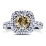 Yaffie Double Halo Ring: 2.25ct TDW Mixed Brown & White Diamonds in White Gold