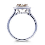 Brown and White Diamond Double Halo Ring with a 2 1/4ct TDW in Yaffie White Gold.