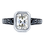 Yaffie ™ Custom Art Deco Ring with Radiant Bezel Moissanite and Black Diamond in 2 1/4ct White Gold