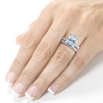 Vintage Bridal Set featuring Yaffie Radiant-cut Forever Brilliant Moissanite and Diamond in White Gold, 2 1/8ct TGW