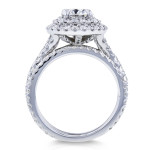 Yaffie Double Halo Bridal Set with White Gold, 2 2/5ct TCW Moissanite and Diamond on Split Shank