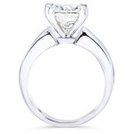 White Gold Cushion Moissanite Engagement Ring with Wide Flare Band - Yaffie 2.8ct