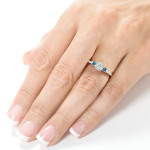 Captivating Yaffie Blue & White Diamond Three-Stone Ring - 2/5ct White Gold Beauty