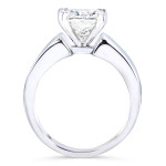 Flared White Gold Band with 2ct Cushion Moissanite Solitaire, Yaffie Engagement Ring.
