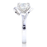 Unique Engagement Ring with Wide Bypass Style Solitaire and 2ct Cushion Moissanite in Yaffie White Gold