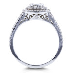 Forever One Moissanite and Halo Diamond Multi-row Split Band Engagement Ring - Yaffie White Gold 2ct TCW