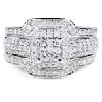 Dazzling Yaffie White Gold Diamond Bridal Set - 3/4ct Total Diamond Weight, 3-piece